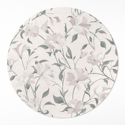 Covor rotund din vinil Subtile flori frumoase de plante în stil boho