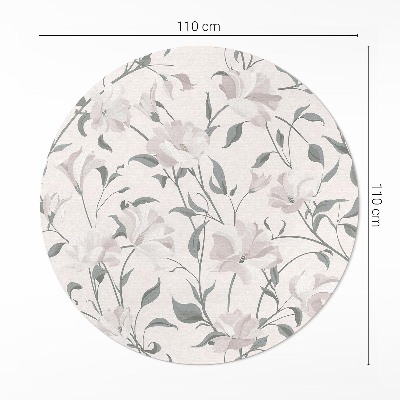 Covor rotund din vinil Subtile flori frumoase de plante în stil boho