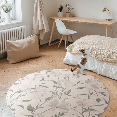 Covor rotund din vinil Subtile flori frumoase de plante în stil boho