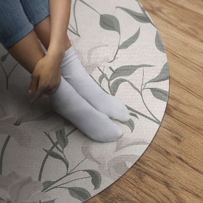 Covor rotund din vinil Subtile flori frumoase de plante în stil boho