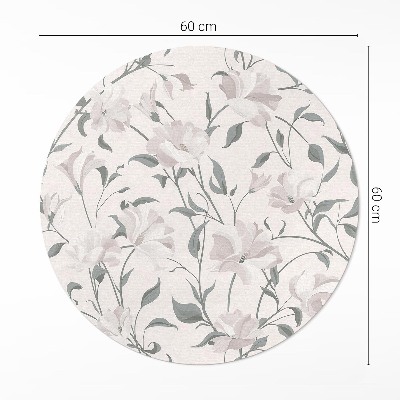 Covor rotund din vinil Subtile flori frumoase de plante în stil boho