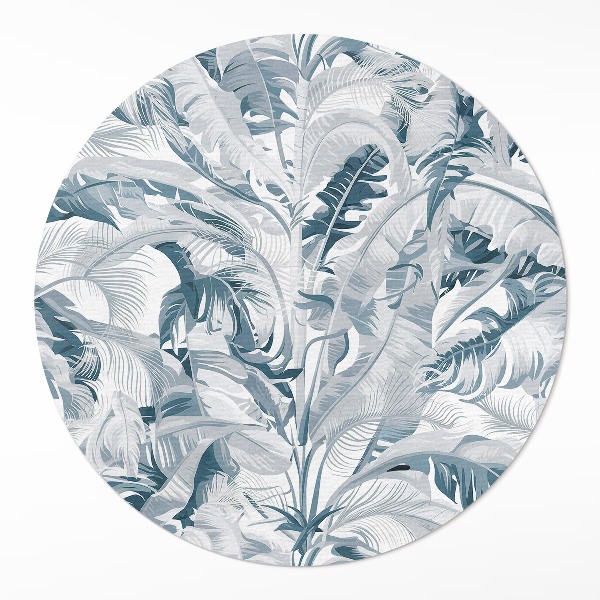 Covor rotund din vinil Frunze elegante glamour plante albastre