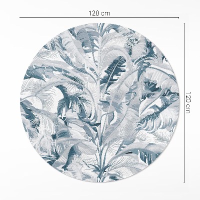 Covor rotund din vinil Frunze elegante glamour plante albastre