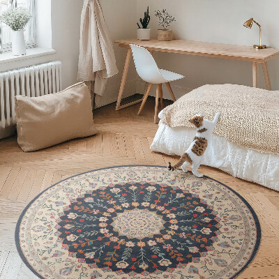 Covor rotund din vinil Model vintage de plante în stil persan