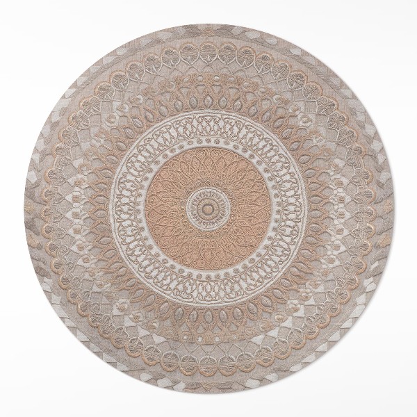 Covor rotund din vinil Mandala împletită, ornament macrame boho