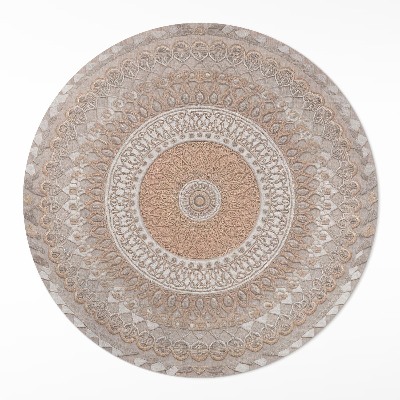 Covor rotund din vinil Mandala împletită, ornament macrame boho