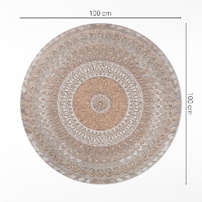 Covor rotund din vinil Mandala împletită, ornament macrame boho
