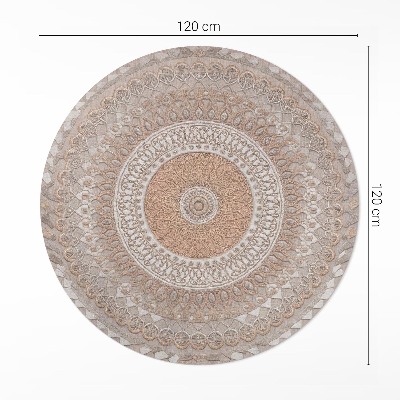 Covor rotund din vinil Mandala împletită, ornament macrame boho