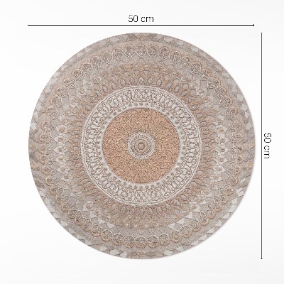 Covor rotund din vinil Mandala împletită, ornament macrame boho
