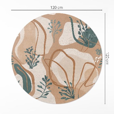 Covor rotund din vinil Plante boho pictate și pete abstracte