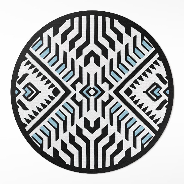 Covor rotund din vinil Model geometric abstract în stil indian