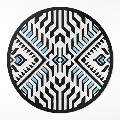 Covor rotund din vinil Model geometric abstract în stil indian