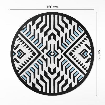 Covor rotund din vinil Model geometric abstract în stil indian