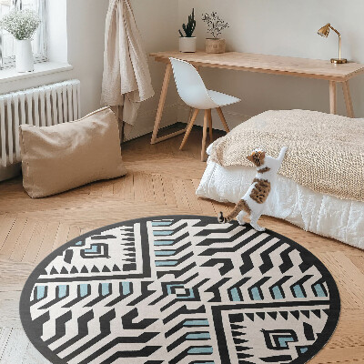 Covor rotund din vinil Model geometric abstract în stil indian