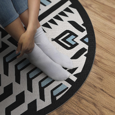 Covor rotund din vinil Model geometric abstract în stil indian