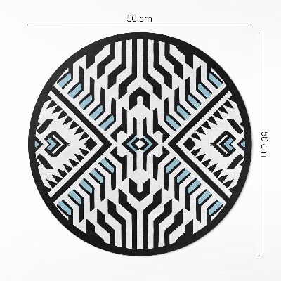 Covor rotund din vinil Model geometric abstract în stil indian