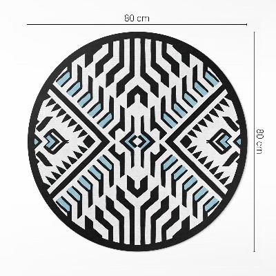 Covor rotund din vinil Model geometric abstract în stil indian