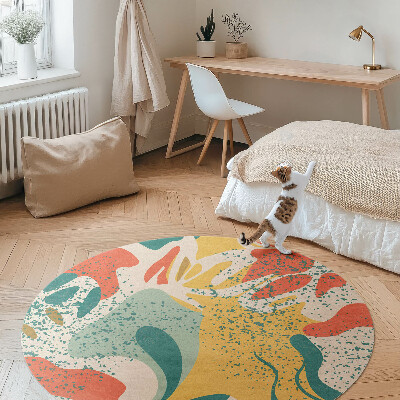 Covor rotund din vinil Retro pete colorate abstracție neregulată
