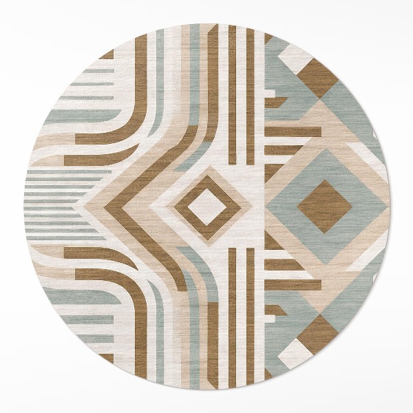 Covor rotund din vinil Boho abstracție geometrică stil indian