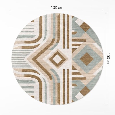 Covor rotund din vinil Boho abstracție geometrică stil indian