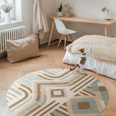 Covor rotund din vinil Boho abstracție geometrică stil indian