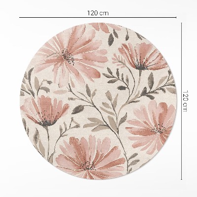Covor rotund din vinil Frumoase flori decorative delicate acuarelă