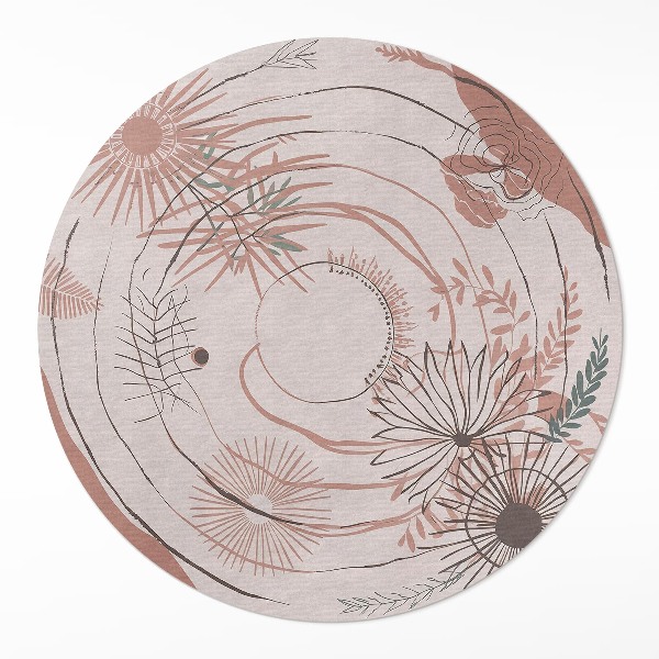 Covor rotund din vinil Flori și plante model boho