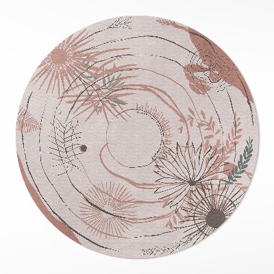 Covor rotund din vinil Flori și plante model boho