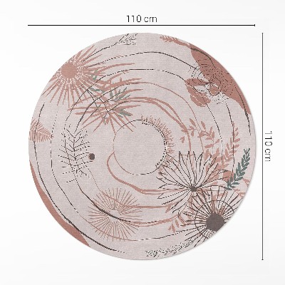 Covor rotund din vinil Flori și plante model boho