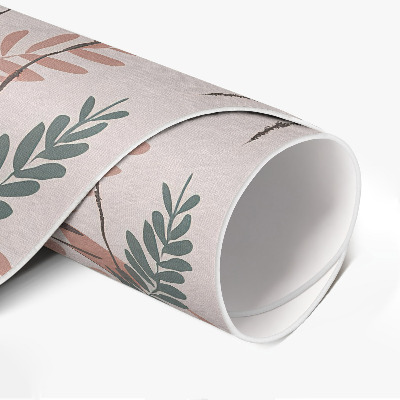 Covor rotund din vinil Flori și plante model boho