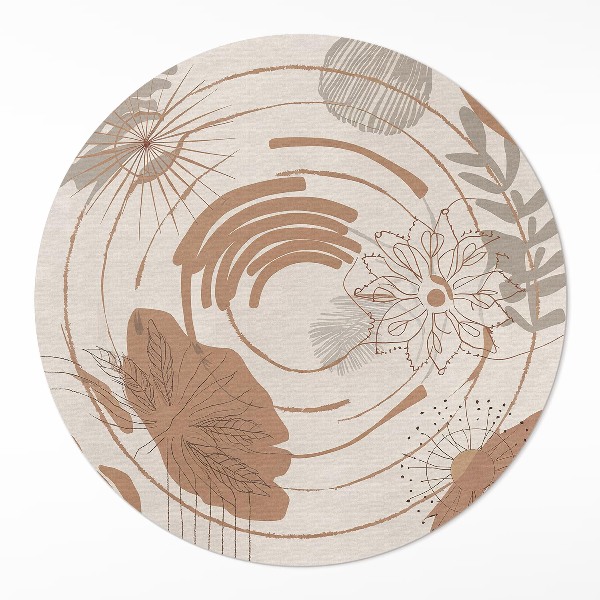 Covor rotund din vinil Model boho abstract cu motive vegetale