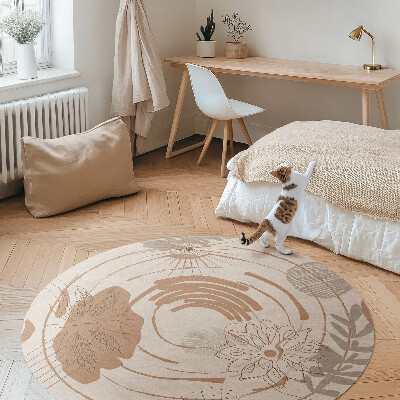 Covor rotund din vinil Model boho abstract cu motive vegetale
