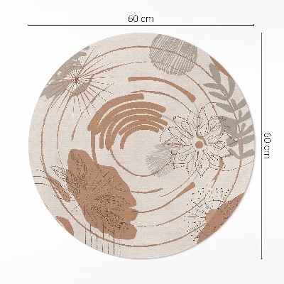 Covor rotund din vinil Model boho abstract cu motive vegetale