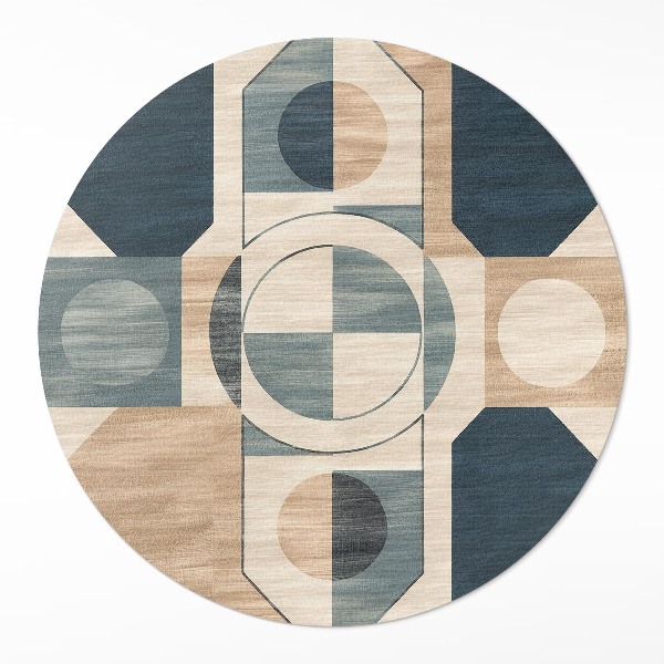 Covor rotund din vinil Forme geometrice în stil retro