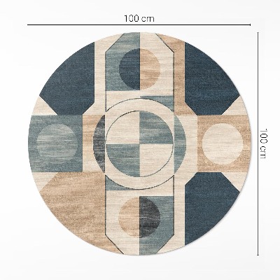 Covor rotund din vinil Forme geometrice în stil retro