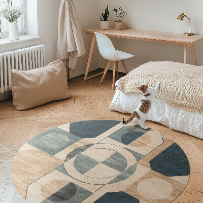 Covor rotund din vinil Forme geometrice în stil retro