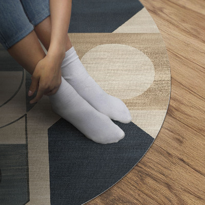 Covor rotund din vinil Forme geometrice în stil retro