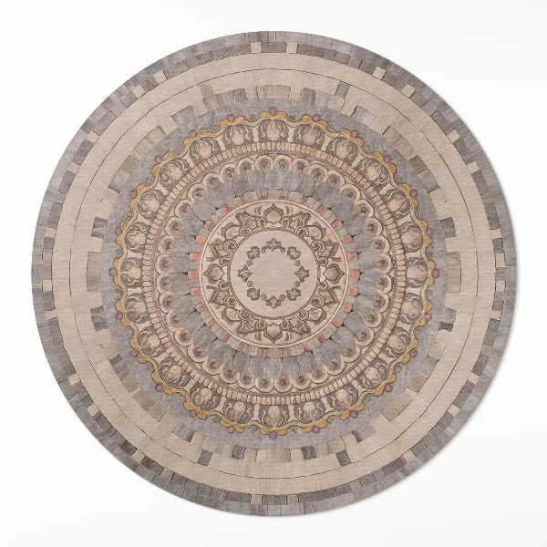 Covor rotund din vinil Ornament în stil mozaic din piatră veche