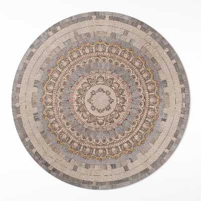 Covor rotund din vinil Ornament în stil mozaic din piatră veche