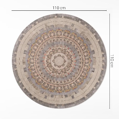 Covor rotund din vinil Ornament în stil mozaic din piatră veche