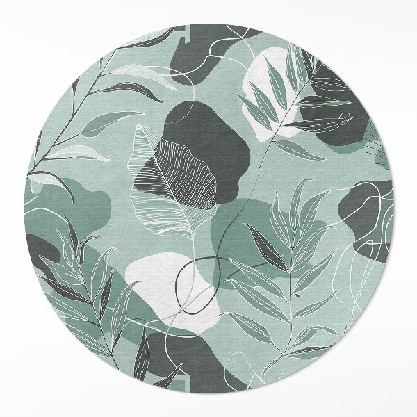 Covor rotund din vinil Frunze liniare pe pete pastel boho