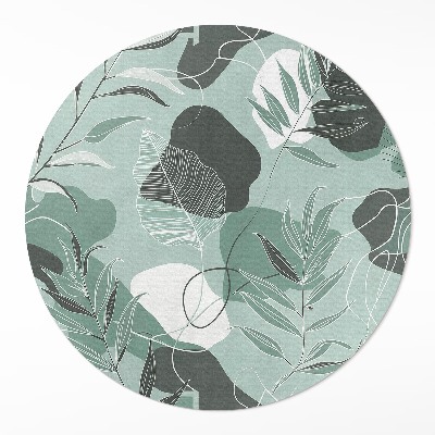 Covor rotund din vinil Frunze liniare pe pete pastel boho