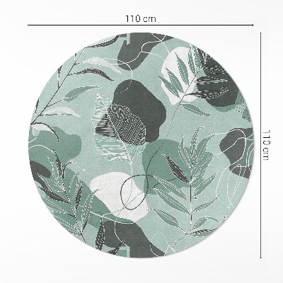 Covor rotund din vinil Frunze liniare pe pete pastel boho