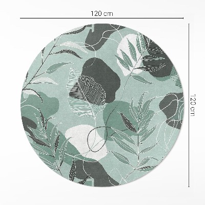 Covor rotund din vinil Frunze liniare pe pete pastel boho