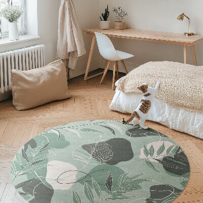Covor rotund din vinil Frunze liniare pe pete pastel boho
