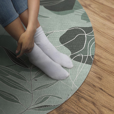Covor rotund din vinil Frunze liniare pe pete pastel boho