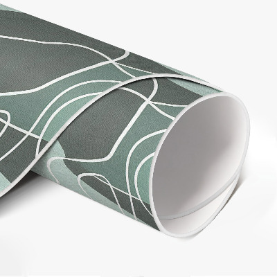 Covor rotund din vinil Frunze liniare pe pete pastel boho