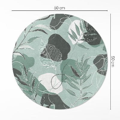 Covor rotund din vinil Frunze liniare pe pete pastel boho