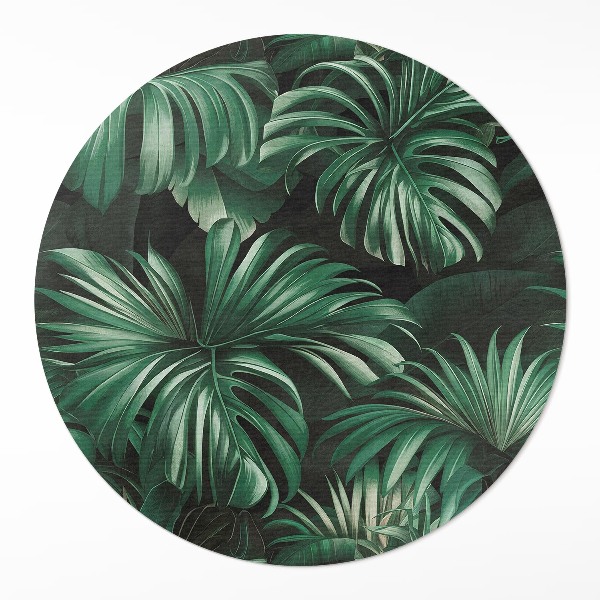 Covor rotund din vinil Frunze monstera jungla tropicală
