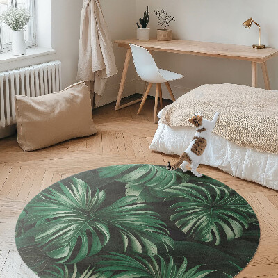 Covor rotund din vinil Frunze monstera jungla tropicală